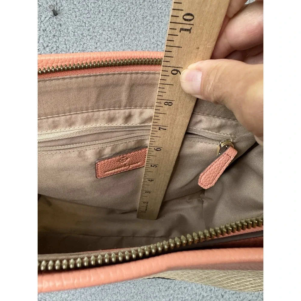 Nanette Lepore Petro Peach Straw Tote Handbag / Mixed-Media Shoulder Satchel